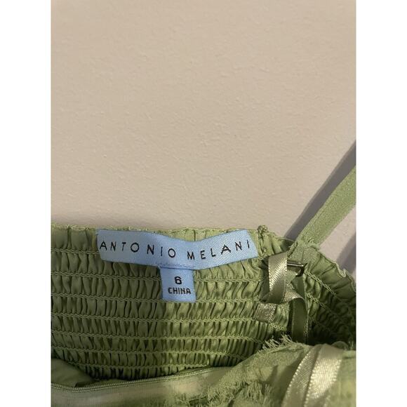 Antonio Melani Green‎ Strapless Dress Size6 Bandage Flowy Delicate 100% Silk - Picture 4 of 6
